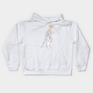 Minimalist line drawing with quote of beauty Kids Hoodie